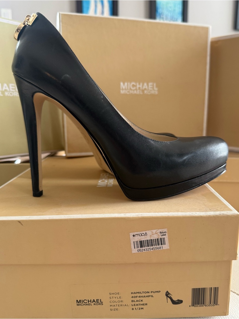 Michael Kors Black Leather Platform Stiletto Pump